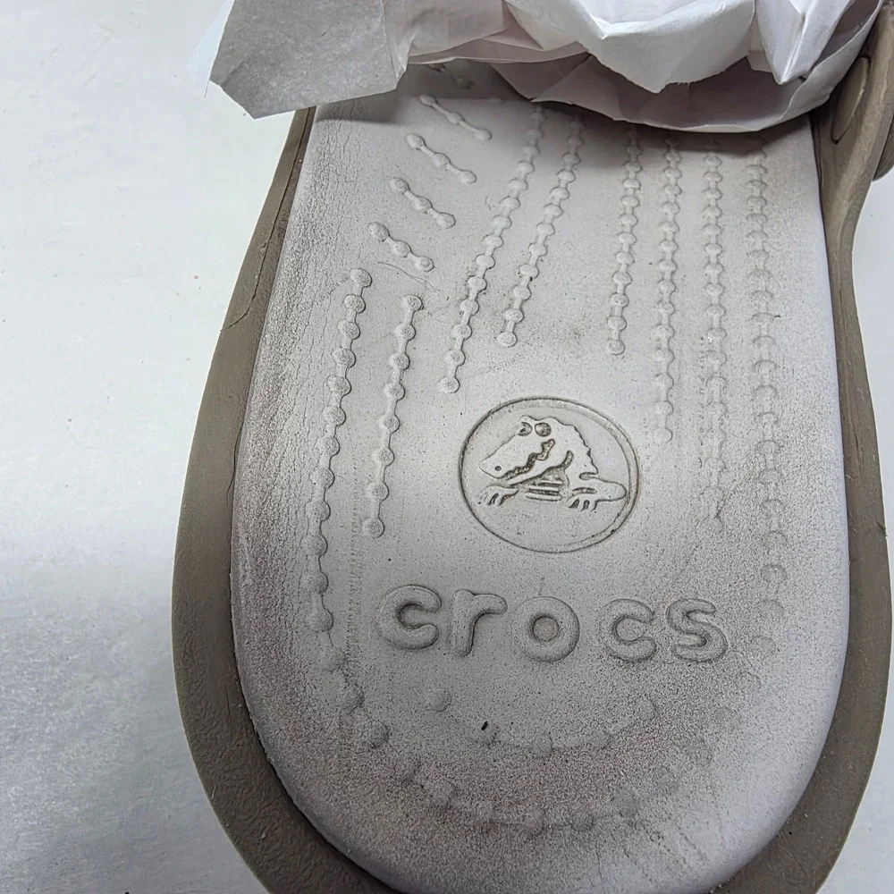 Crocs Patricia Wedge Sandals Womens 11 Khaki Taupe Good Condition Slide Shoes